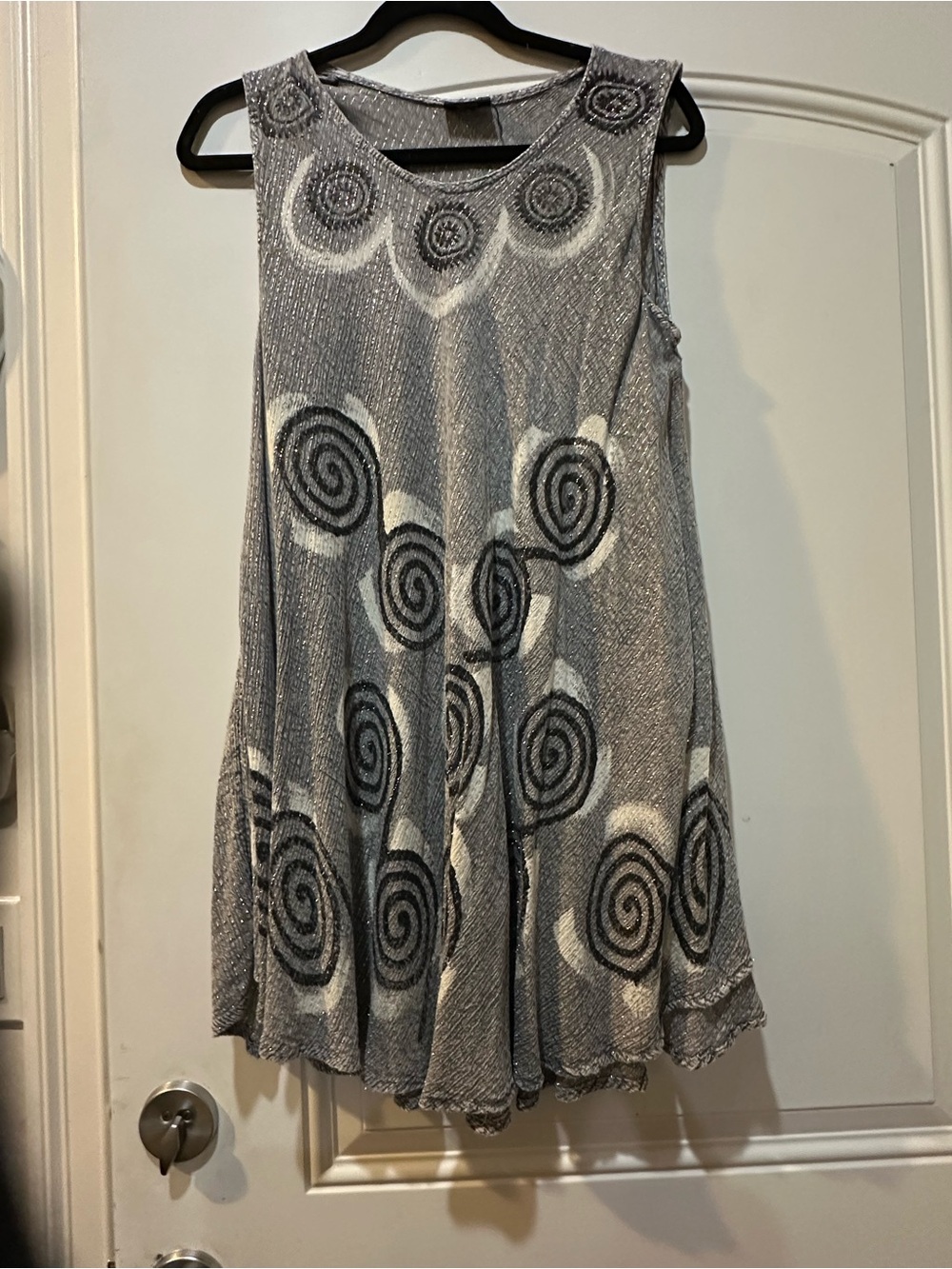 Shiva fashion Sleeveless Gray Spiral Print Swing Dress